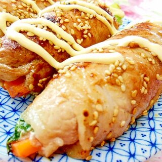 白味噌マヨｄｅ❤小松菜と人参の豚肉巻き❤